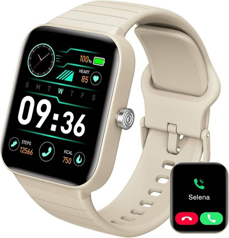 Quican Smartwatch (1,8 Zoll, Android, iOS), mit Alexa Telefonfunktion,IP68 Wasserdicht Fitnessuhr, schrittzähler von Quican