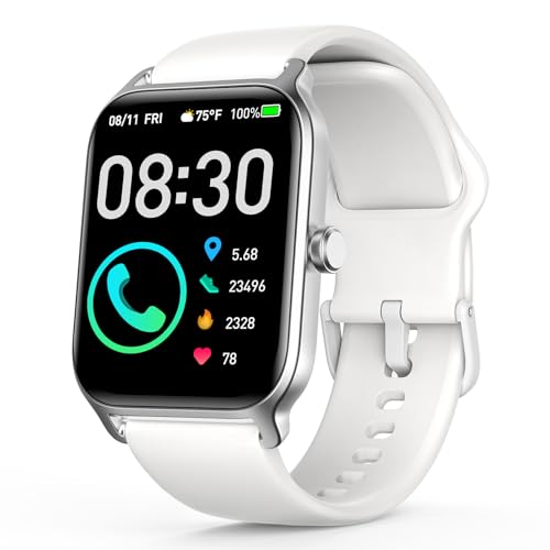 Quican Smartwatch Damen mit Telefonfunktion-Fitness Uhr Damen mit 100 Sportmodi Schlafmonitor Herzfrequenz SpO2 schrittzähler Armbanduhr IP68 Wasserdicht sportuhr Watch für Android iOS(Weiß) von Quican