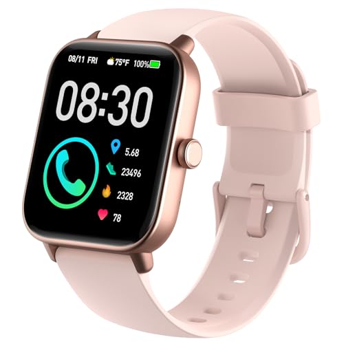 Smartwatch Damen Herren mit Telefon Herzfrequenz Bluetooth-Uhren Damen Watch Fitness Tracker mit Schlafmonitor Pulsmesser- Sportuhr Wasserdicht mit Schrittzähler-Armbanduhr für iOS Android(Rosa) von Quican