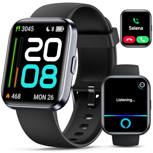 Smartwatch Herren mit Telefon Herzfrequenz Bluetooth -Uhr Herren digital Watch Fitness Tracker mit Schlafmonitor Pulsmesser- Sportuhr Wasserdicht mit Schrittzähler-Armbanduhr für iOS Android(Schwarz) von Quican