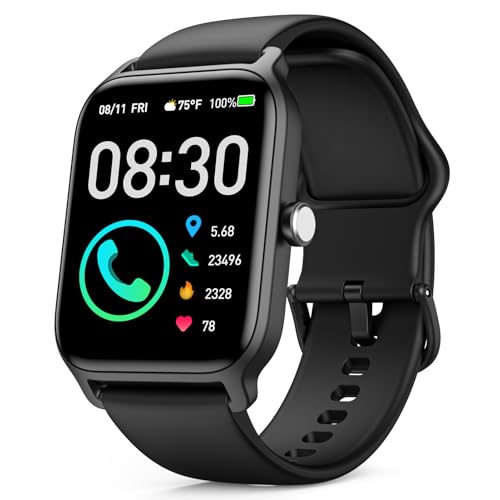 Smartwatch Herren Damen mit Telefonfunktion-Fitness uhr herren mit 100 Sportmodi Schlafmonitor Herzfrequenz SpO2 schrittzähler armbanduhr IP68 Wasserdicht sportuhr watch für Android iOS(Schwarz) von Quican