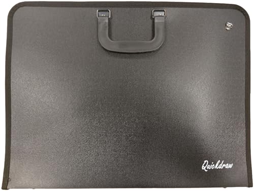 Quickdraw Portfolio-Tragetasche für Künstler, Vinyl, für Kunst, Arbeitspläne, Schutzordner A4 Portfolio schwarz von QuickDraw