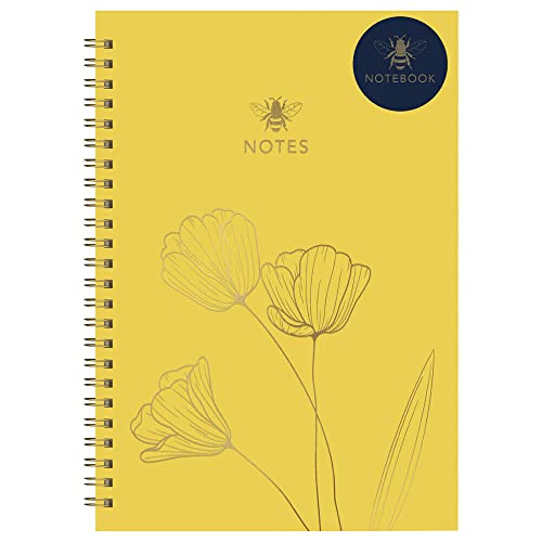 A5 Notizbuch, Spiralbindung, Bienen- und Blumenmotiv, liniert von Quickdraw