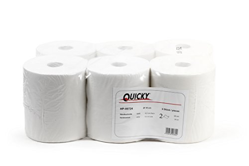 Quicky HP-99724 Handtuchrolle, 2-lagig, 20 cm, Weiß (6-er Pack) von Quicky