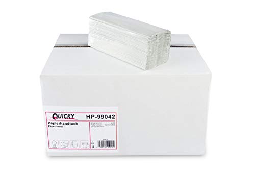 Quicky Papierhandtuch, C-Falz, 25 x 23 cm, 2lag, rec. grau, 4000 Blatt, 1er Pack (1 x 1 Stück), HP-99042, braun, 25 x 31 cm von Quicky