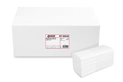 Quicky Papierhandtuch, Z-Interfold, 21 x 31,5 cm, 2lag, hochweiß, 3200 Blatt, 1er Pack (1 x 1 Stück) von Quicky