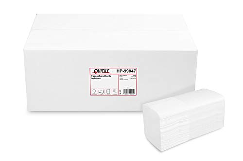 Quicky Papierhandtuch, Z-Interfold, 21 x 32 cm, 3 lagig, hochweiß, 2560 Blatt, 1er Pack (1 x 1 Stück) von Quicky