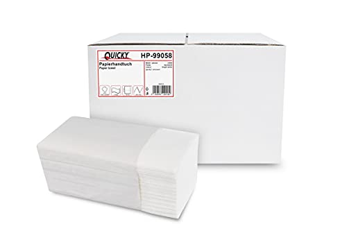 Quicky Papierhandtücher, 2 -lagig, ZZ/V-Falz, 24 x 21,5 cm, hochweiss, 4000 Blatt, 1er Pack (1 x 1 Stück) von Quicky