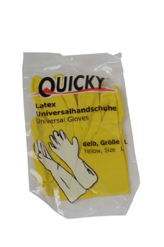 Quicky Universalhandschuhe aus Latex, Größe L, gelb, innen leicht Baumwollbeflockt, 144er Pack (144 x 1 Paar) von Quicky