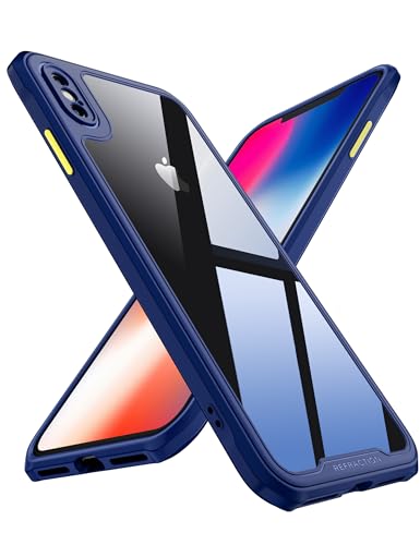 Quikbee Entworfen für iPhone X/XS Hüllen, rutschfest,kristallklar,vergilbungshemmend,Fallschutz der Militärklasse mit Fallschutz-Airbags an Allen Ecken,klare Hülle für iPhone X/XS 5,8"(Blau) von Quikbee