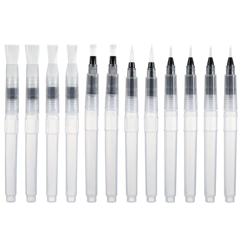 12 Stück Umschlag-Versiegelungsbefeuchter, Bleistift-Stil, Umschlag-Versiegeler mit feinem Nylonpinsel, spitze und flache Köpfe, Briefversiegeler für Büro, Klassenzimmer, Malerei (transparent) von Quilax