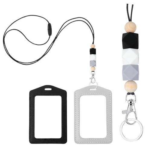 Lehrer-Schlüsselband für Ausweise, Leder-Ausweishalter für Frauen, Silikon-Perlen-Lanyard, Breakaway-Lehrer-Abzeichen-Spule, niedliches Lehrer-Schlüsselband mit 2 Kartenhaltern für Kreuzfahrt Lehrer-Schlüsselband für Ausweise, Leder-Ausweishalter für Frauen, Silikon-Perlen-Lanyard, Breakaway-Lehrer-Abzeichen-Spule, niedliches Lehrer-Schlüsselband mit 2 Kartenhaltern für Kreuzfahrt von Quilax