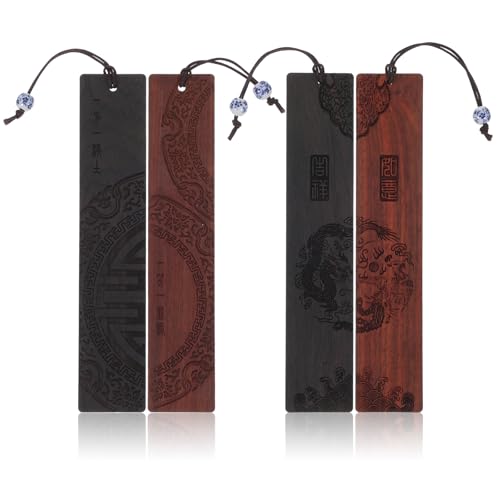 Lesezeichen aus Holz, exquisite Lesezeichen mit Holzperlen zum Lesen für Damen und Herren, Holzschnitzerei, Lesezeichen, Box-Set, besonderes Geschenk für Leser, Studenten, Lehrer, 4 Stück Lesezeichen aus Holz, exquisite Lesezeichen mit Holzperlen zum Lesen für Damen und Herren, Holzschnitzerei, Lesezeichen, Box-Set, besonderes Geschenk für Leser, Studenten, Lehrer, 4 Stück von Quilax
