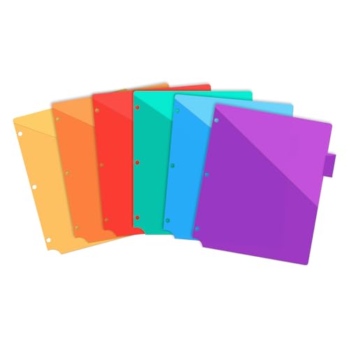 Trennblätter in Briefgröße, Kunststoff-Index-Trennblätter für Notizbinder, Notizen, Discbound Register, für Büro, Meeting, College, 6 Stück (mehrfarbig) von Quilax