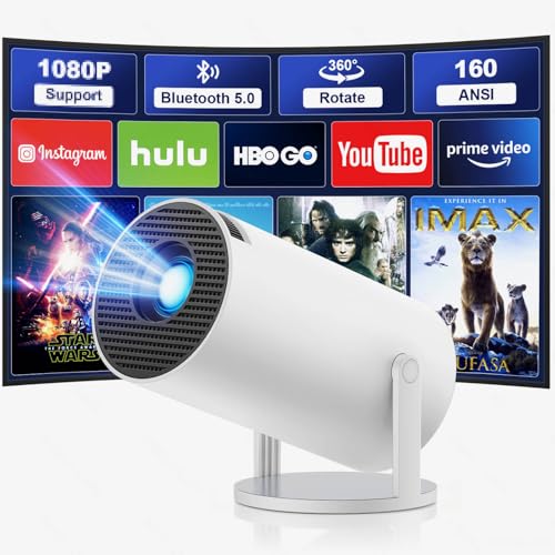 Quilted Northern Beamer, 4K Full HD 1080P Mini Projector, 180°Dreh Videoprojektor Unterstützt 2.4/5G Dual WiFi6, Bluetooth5.0 mit Android und OS 11.0, Auto Trapezkorrektur, Outdoor/Heimkino Beamer Quilted Northern Beamer, 4K Full HD 1080P Mini Projector, 180°Dreh Videoprojektor Unterstützt 2.4/5G Dual WiFi6, Bluetooth5.0 mit Android und OS 11.0, Auto Trapezkorrektur, Outdoor/Heimkino Beamer von Quilted Northern
