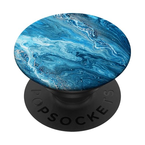 Blauer flüssiger Marmor-Tintenfluss PopSockets Klebender PopGrip Blauer flüssiger Marmor-Tintenfluss PopSockets Klebender PopGrip von Quinn Cafe