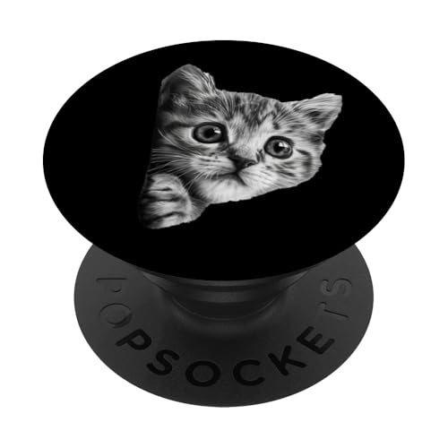 Peeking Grey Cat PopSockets Klebender PopGrip Peeking Grey Cat PopSockets Klebender PopGrip von Quinn Cafe