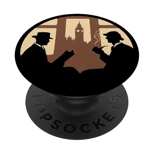 Sherlock und Watson Detektiv-Paar-Silhouette PopSockets mit austauschbarem PopGrip von Quinn Cafe