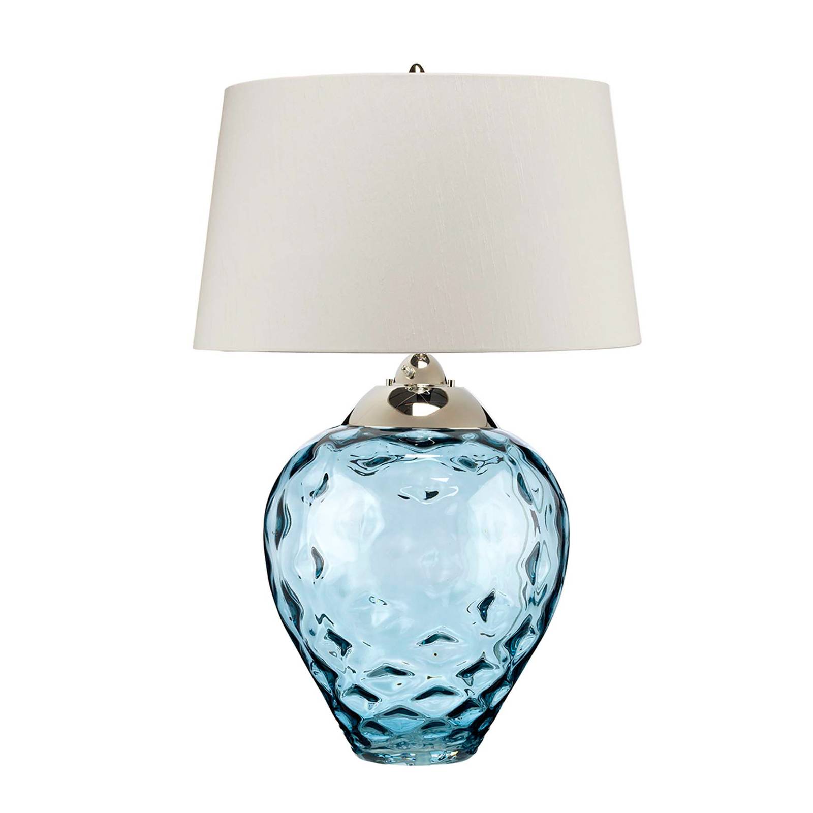 Tischlampe Samara, Ø 51 cm, blau, Stoff, Glas, 2-flammig von Quintiesse