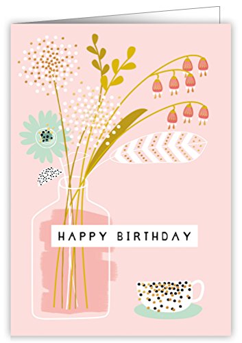 Quire Pretty In Print Karte Happy Birthday Flowers von Quire Collection