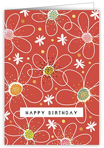 Quire Pretty In Print Karte Happy Birthday Red Flowers von Quire Collection