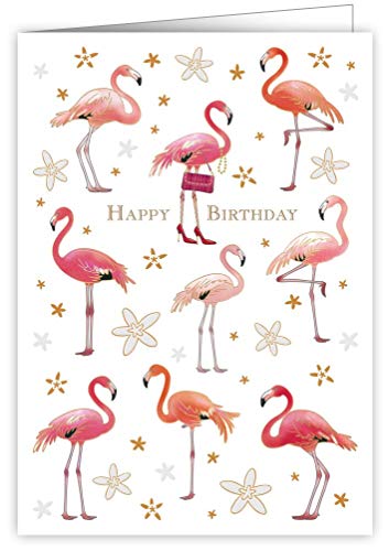 Karte Happy Birthday Pink Flamingos von Quire Collections