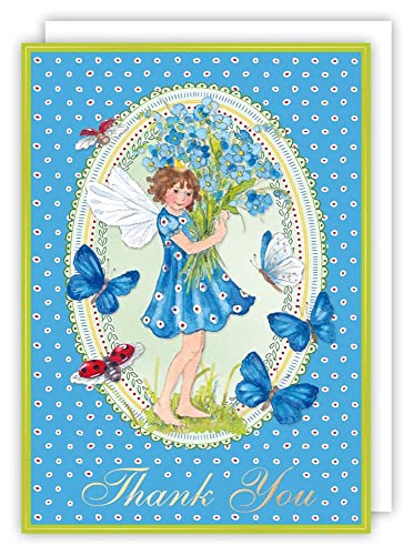 Piet Card Fee hält Blumen mit Schmetterlingen von Quire Collections