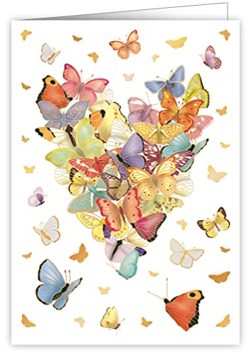 Quire Collections Karte Schmetterling Herz, mehrfarbig, 115 x 163 mm von Quire Collections