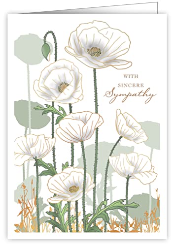 Quire Ivory White Card With Sympathy White Poppies von Quire Collections