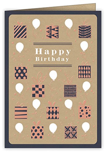 Quire Kupfer-Charm-Karte "Happy Birthday", Kupfer-Geschenke von Quire Collections