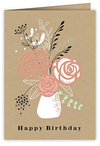 Quire Kupfer-Charm-Karte"Happy Birthday", Kupferblumen von Quire Collections