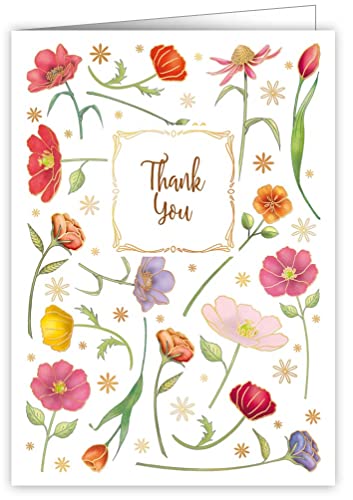 Quire Mac Classic Karte Thank You Flowers, mehrfarbig, 115 x 163 mm von Quire Collections