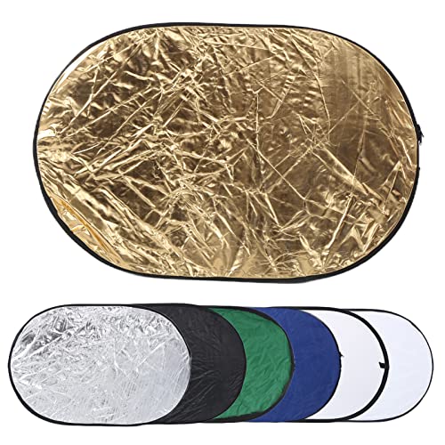 Qukaim 2 in 1 Gold und Silber Fotografie Beleuchtung Reflektor, 80 cm tragbarer Fotostudio-Reflektor mit Tragetasche, 5 in 1 100 x 150 cm Hintergrundtafel von Qukaim