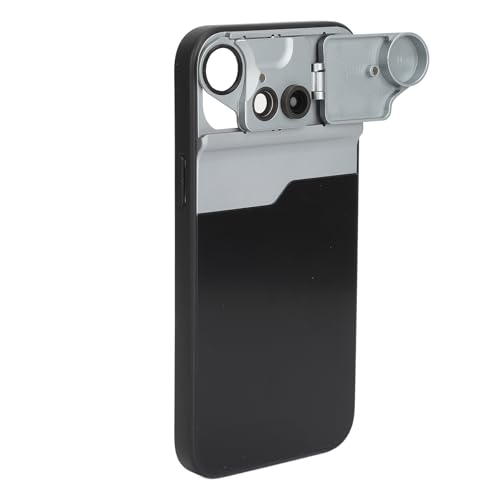 Qukaim 3-in-1 Handy-Kamera-Objektiv-Set, 10 x Makro-CPL-Fischaugen-Teleobjektive mit magnetischer Klappdeckel, Schutzhülle für 15 Plus, Multi-Objektiv-Handyhülle von Qukaim