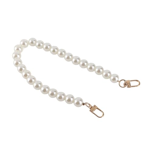 Qukaim 40 cm lange Kette mit Kunstperlengriff, multifunktionaler kurzer Taschengriff mit Legierungsverschluss, 12 mm Kunstperlenriemen für Geldbörsen, Handtaschen, Geldbörsen von Qukaim