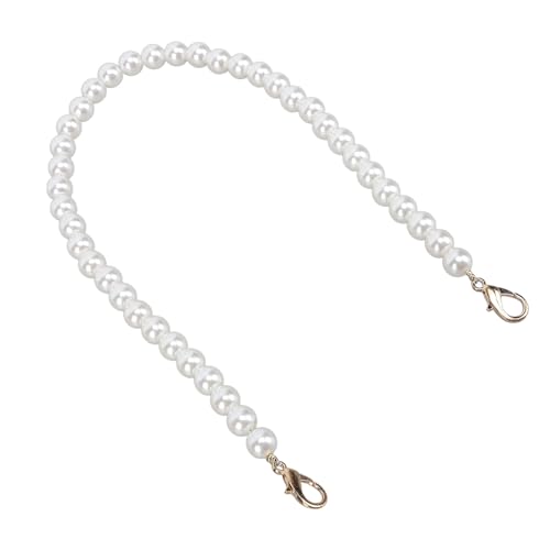 Qukaim 40 cm lange künstliche Perlengriffkette, Legierungsverschluss, kurzer Taschengriff, Imitationsperlenriemen für Geldbörsen, Handtaschen, Geldbörsen, 10 mm, Ele und multifunktional von Qukaim