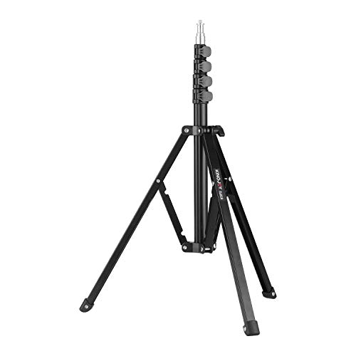 Qukaim FL2019 Verstellbarer Metall-Stativ, 8 kg Tragfähigkeit, 1/4 Zoll Schraube, maximale Höhe 180 cm, für Fotostudio, Reflektor, Softbox, LED-Video-Lichtschirm von Qukaim