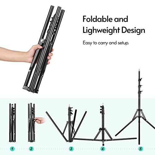 Qukaim Foto-Beleuchtungsständer, Metall-Stativ, 200 cm, maximale Höhe mit 1/4-Zoll-Schraube für Reflektor, Softbox, LED-Video-Licht, Ringlicht von Qukaim