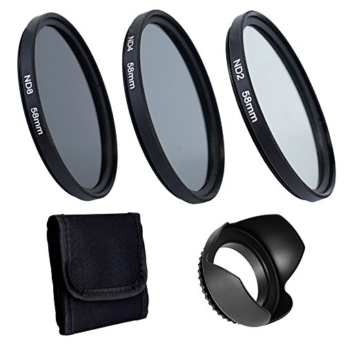 Qukaim Profional Kamera-Objektivfilter-Set, 58 mm ND2, ND4, ND8 Filter, Gegenlichtblende Ersatz für Canon DSLR, wasserdichte Fotografie Qukaim Profional Kamera-Objektivfilter-Set, 58 mm ND2, ND4, ND8 Filter, Gegenlichtblende Ersatz für Canon DSLR, wasserdichte Fotografie von Qukaim