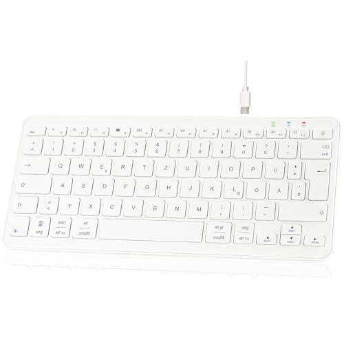 Qulose Kabellose Bluetooth Tastatur für iPad, Ultraslim Ergonomisches Tastatur Wiederaufladbare Type-C, Deutsches QWERTZ, für iPad 10.2/9.7,iPad Pro 11/iPad Pro 12.9, iPad Air/iPad Mini/iPhone-Weiß von Qulose