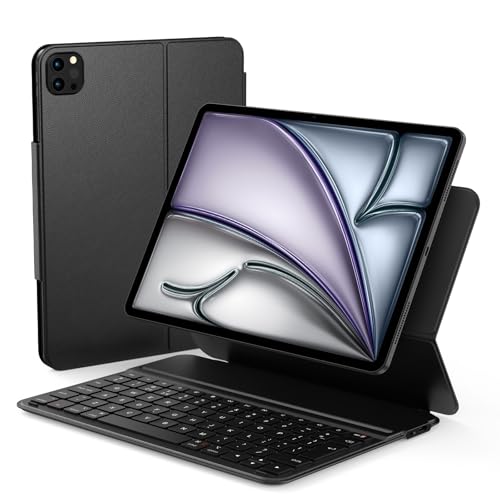 Qulose Tastatur Hülle QWERTZ für iPad Air 11 inch M3 2025/M2 2024, 5/4 (2022/2020) 10.9", iPad Pro 11 Zoll, Ultra Slim Magnetic Folio Bluetooth Tastatur, Typ C Ladefunktion, Schwarz von Qulose