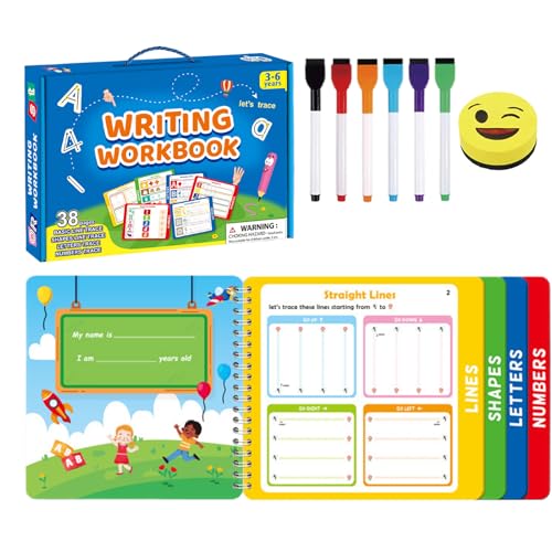 Qumiuu Kleinkind Schreibbücher - Wiederverwendbares Vorschul Schreibheft,Bildungsaktivitäten Für Und Mädchen Qumiuu Kleinkind Schreibbücher - Wiederverwendbares Vorschul Schreibheft,Bildungsaktivitäten Für Und Mädchen von Qumiuu