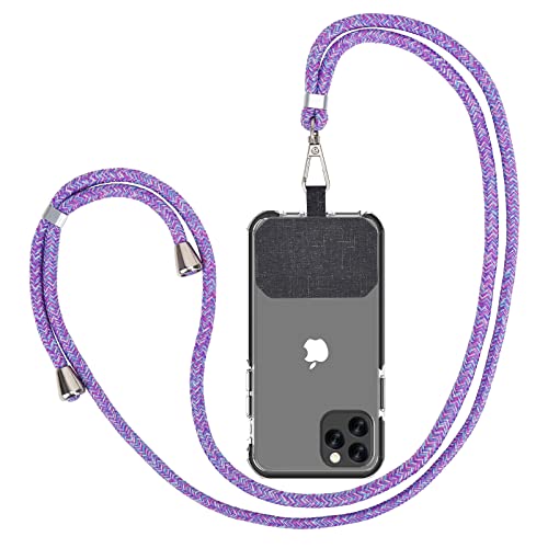 Qunfa Universal Phone Chain Lanyard, verstellbare, abnehmbare Smartphone-Kette, kompatibel mit jeder Handyhüllen-Kombination, kompatibel mit jedem Handy und Smartphone (buntes Lila) von Qunfa