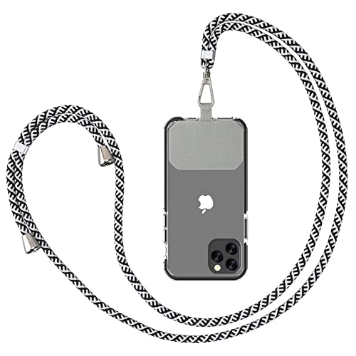 Qunfa Universal Phone Chain Lanyard, verstellbare, abnehmbare Smartphone-Kette, kompatibel mit jeder Handyhüllen-Kombination, kompatibel mit jedem Handy und Smartphone (schwarz und weiß mischen) von Qunfa