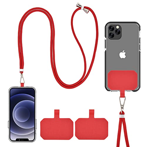 Universelle Handykette, Lanyard, verstellbar und abnehmbar, Kompatibel mit iPhone/Samsung/Huawei (rot) von Qunfa