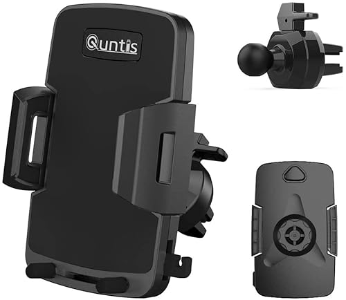 Quntis Handyhalter fürs Auto Lüftung, Platz für Lade- & AUX-Kabel, 360° Drehbar Universal KFZ Auto Handyhalterung Kompatibel mit iPhone Samsung Huawei HTC LG Sony Xiaomi (Schwarz) von Quntis