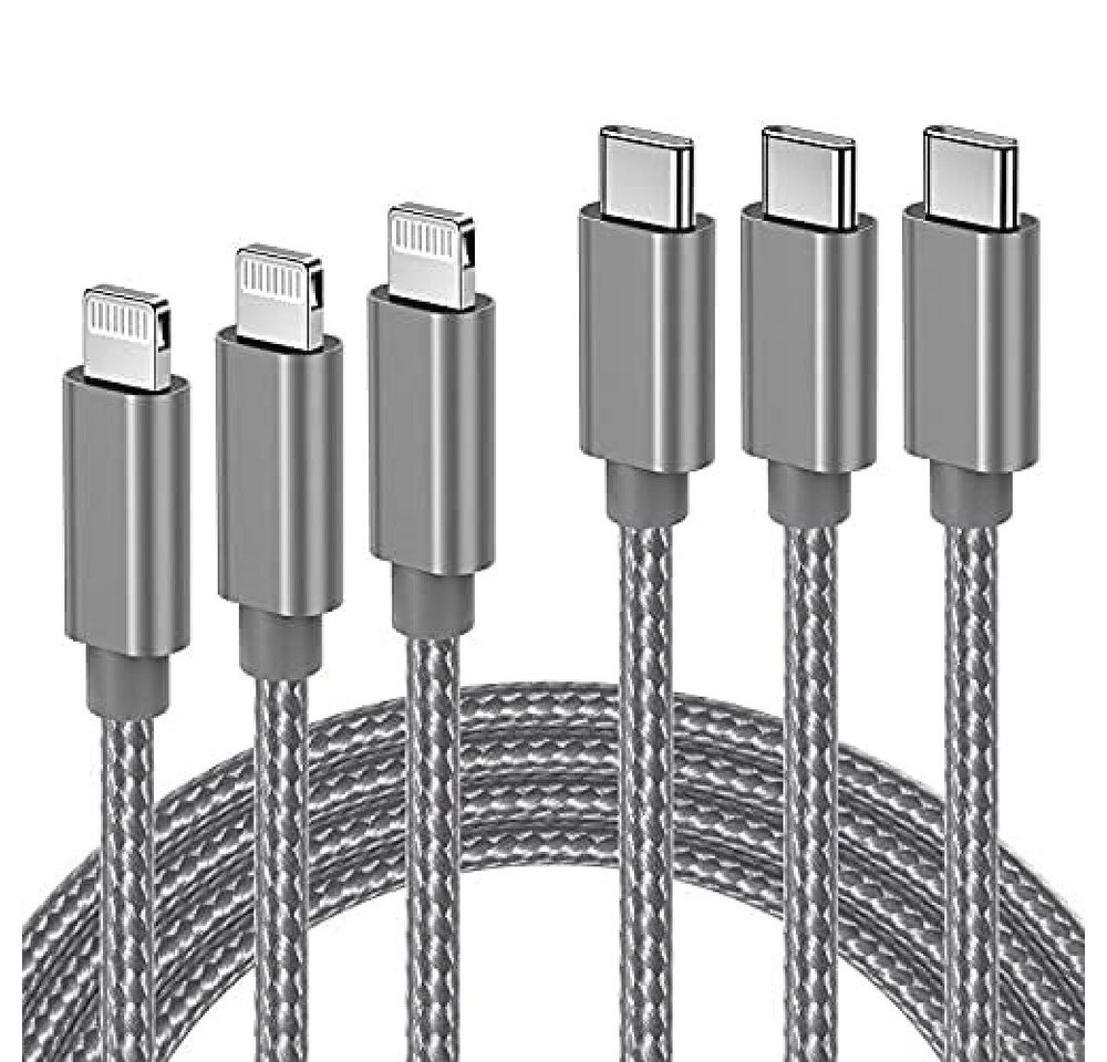 Quntis Lightning Kabel Schnellladung Blitz-Kabel, (300 cm), 1M+2M+3M, Grau von Quntis