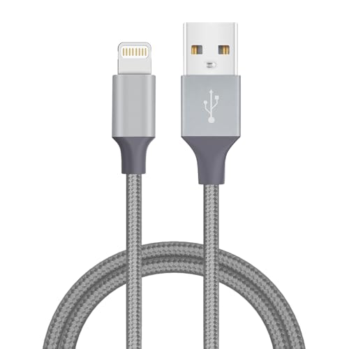 Quntis iPhone Ladekabel 1Pack 1M, MFi Zertifiziertes iPhone Ladekabel Schnellladekabel, Nylon USB A auf Lightning Kabel für iPhone 14/13/ 12/11/ Pro/Pro Max/SE/X/XR/XS/ 8/7/ 6/5, iPad, Grau von Quntis