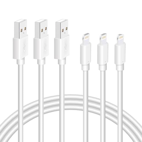 Quntis iPhone Ladekabel 3Pack 2M, MFi Zertifiziertes Ladekabel iphone, USB A auf Lightning Kabel für iPhone 14 13 12 11 Pro Max mini SE 2020 X XR XS Max 8 Plus 7 6 5S 5E iPad Air Mini Airpods, Weiß von Quntis