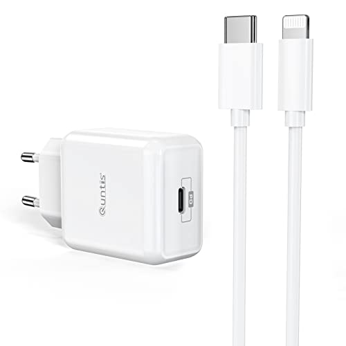 Quntis iPhone Schnellladegerät, 18w USB C Ladegerät mit iPhone Schnellladekabel, iPhone Fast Charger Mfi Zertifiziert, USB C Netzteil Ladestecker kompatibel mit iPhone 14 13 12 11 x 8 Plus Pro iPad von Quntis